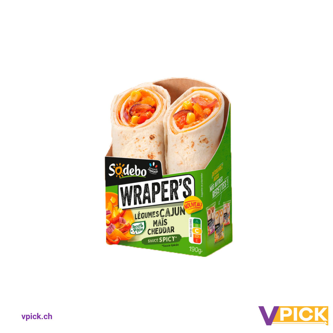 Sodebo Wrapper's Légumes Cajun Maïs Cheddar 190g